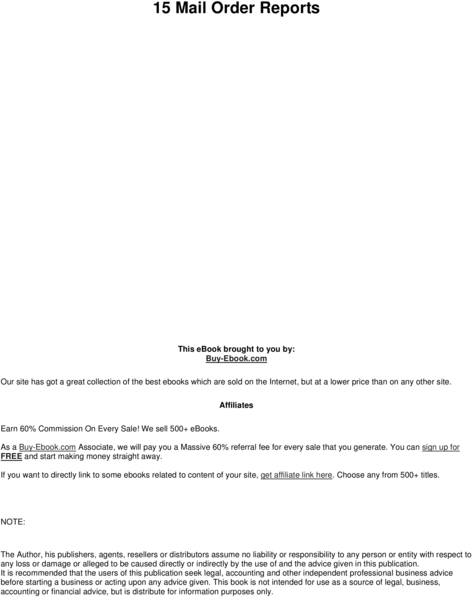 Product picture 15 Mail Order Reports w/mrr + resell rights